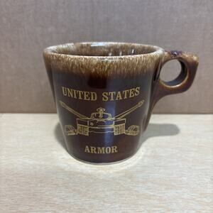 Hull Pottery USA Brown Drip Glaze Coffee Mug United States Armor Vintage